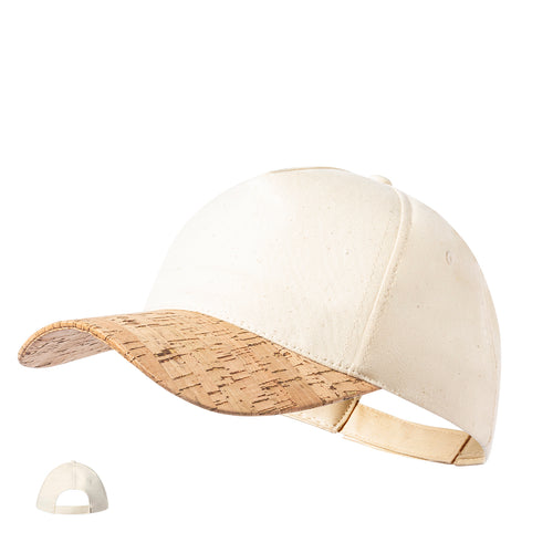 5-panel nature line cap made of organic cotton, with a natural cork visor - Vachir Personalised
