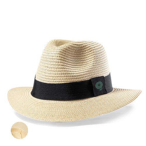 High-quality, wide-brimmed hat made of synthetic material with natural finish - Teilor Personalised