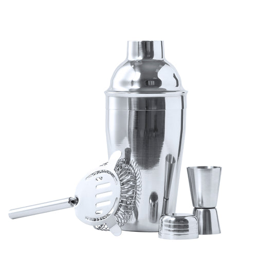 Cocktail set with 3 accessories, made of stainless steel with chrome finish - Wendol Personalised