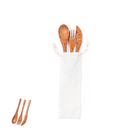 Nature line, reusable cutlery set made from coconut - Socex Personalised