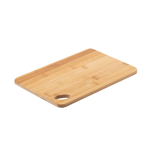 Nature line board made of polished bamboo, ideal for chopping and serving, with a die-cut for easy handling and hanging - Varadek Personalised