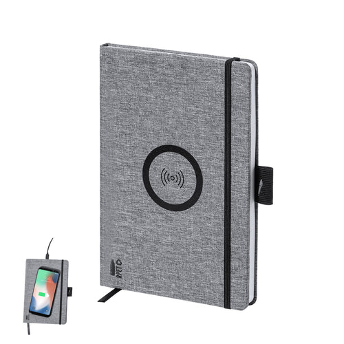Nature line A5 size notepad in durable 300D RPET polyester, made from recycled plastic to encourage the reuse of plastic waste and help the sustainability of the planet - Bein Personalised