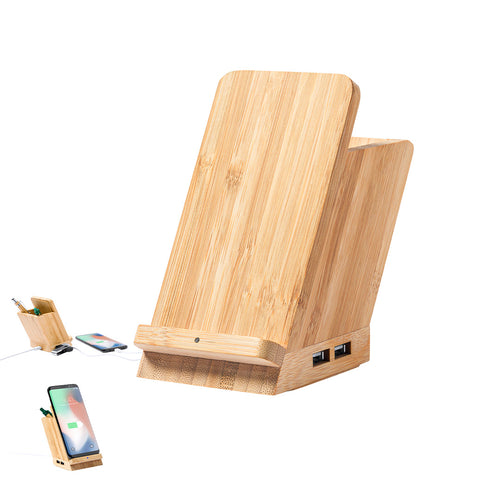 Nature line, 4-in-1 multifunctional pen holder made in bamboo - Bloxem Personalised