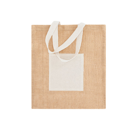 Bag in resistant combination of 240g/m2 jute body and cotton handles, both in natural tones - Flobux Personalised
