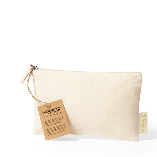 Beauty bag made of organic cotton material 180g/m2, in a natural tone - Plumok Personalised