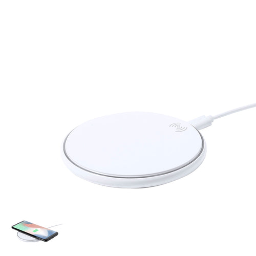 Round wireless charger, with 15W fast charge and non-slip base - Alanny Personalised
