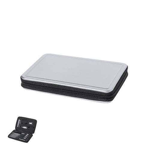 25-accessory tool set in durable aluminum case with die-cut inside in EVA - Ambery Personalised