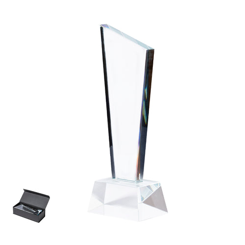 Thick glass trophy with exclusive design and resistant base - Lanton Personalised