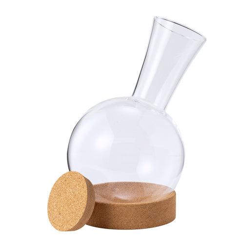 Nature line decanter made of borosilicate glass, with base and lid in natural cork - Seirten Personalised