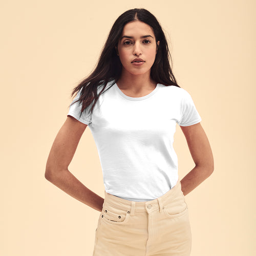 Women's white T-shirt Iconic by Fruit Of The Loom Personalised