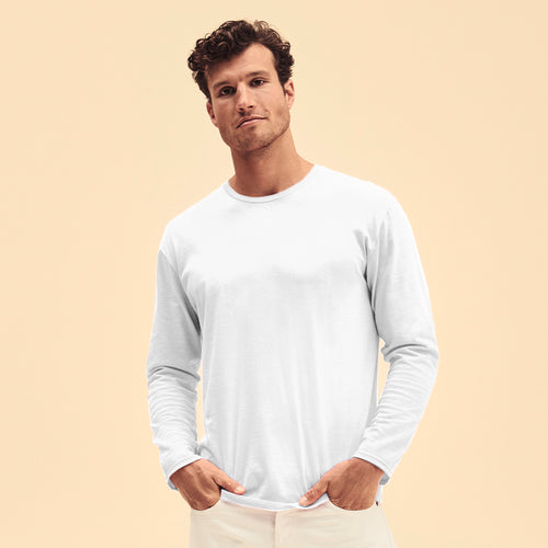 Adult white T-shirt Iconic Long Sleeve by Fruit Of The Loom - Iconic Long Sleeve T Personalised