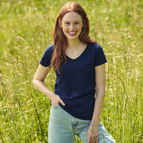 Women's color T-shirt Iconic V-Neck by Fruit Of The Loom Personalised