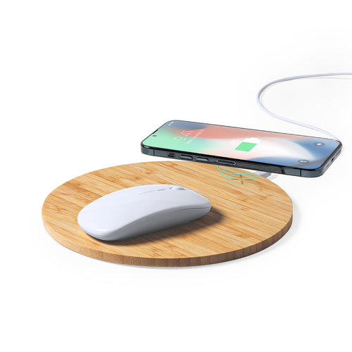 Charger mouse pad made in resistant, natural bamboo, supporting the sustainability of the planet - Bistol Personalised