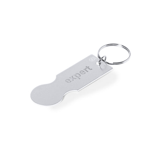 Recycled aluminium coin keyring with silver finish - Talgun Personalised