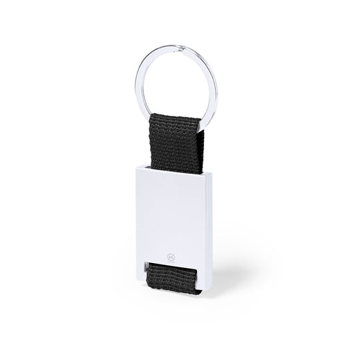 Keyring in recycled aluminium with silver finish and colour ribbon - Lofly Personalised