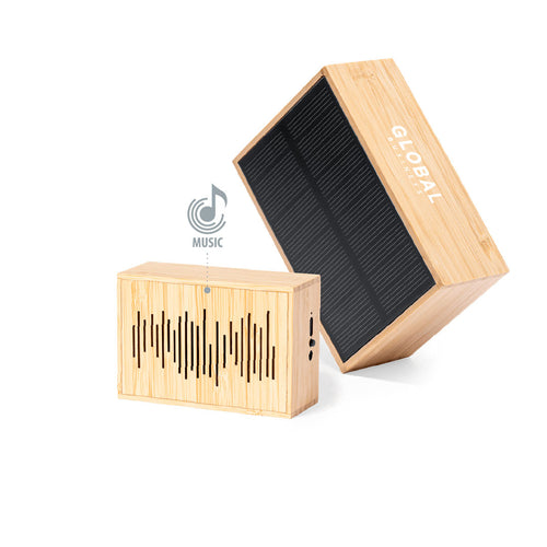 Solar speaker in nature line, made of bamboo from sustainable forests with FSC TM certification - Laurens Personalised