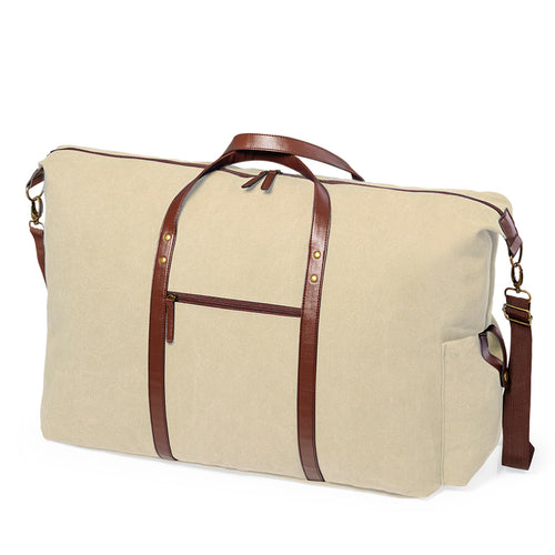 Elegant bag made of resistant 480g/m2 canvas, with practical and resistant PU leather handles around the bag - Stariux Personalised