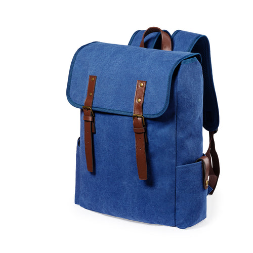 Timeless design backpack, made in durable 480g/m2 canvas, with closing straps and PU leather carrying handle - Snorlax Personalised