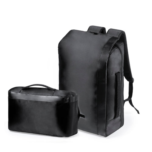 Elegant backpack made in resistant polyester, with PU leather details - Sleiter Personalised