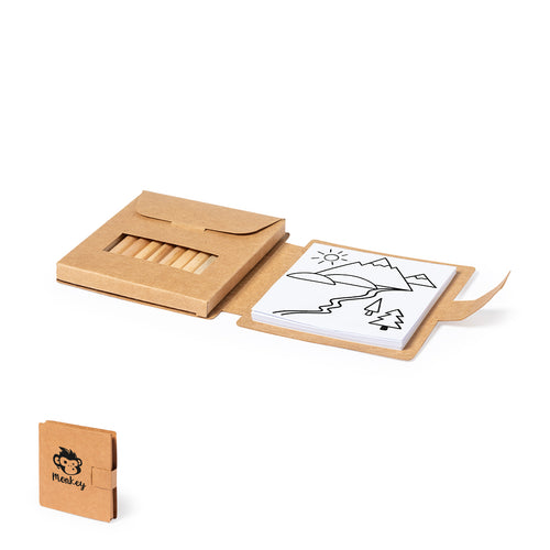 Nature line coloring set made of recycled cardboard and with a ribbon closure on the flap - Lauglin Personalised