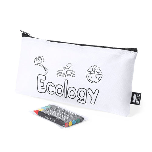 Case made of non-woven RPET in white, with zip closure and metal puller - Thurman Personalised