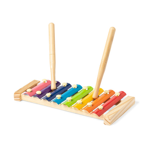 Xylophone with base and drumsticks in natural pine wood - Nultyn Personalised