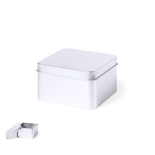 Presentation box in square format, made in resistant metal with silver finish and matching lid - Topak Personalised