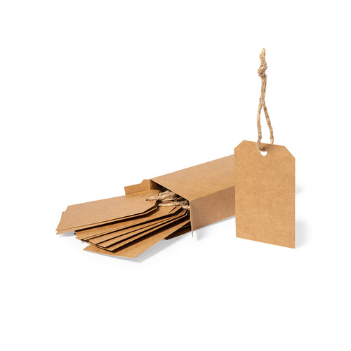 Set of 10 presentation labels, made of recycled kraft cardboard with jute string - Qualix Personalised