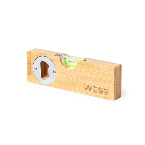 Nature line level made of bamboo, with integrated metal opener - Nudok Personalised