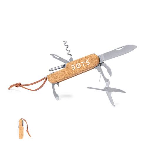 Nature line multi-purpose knife, with a resistant body in stainless steel and a natural cork handle - Brica Personalised