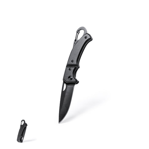 Knife with blade in stainless steel with black finish, and matching resistant aluminium handle - Datrak Personalised