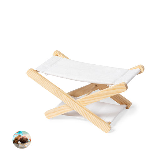 Genuine folding headrest, with structure made of wood and cotton fabric with natural finish - Maretis Personalised