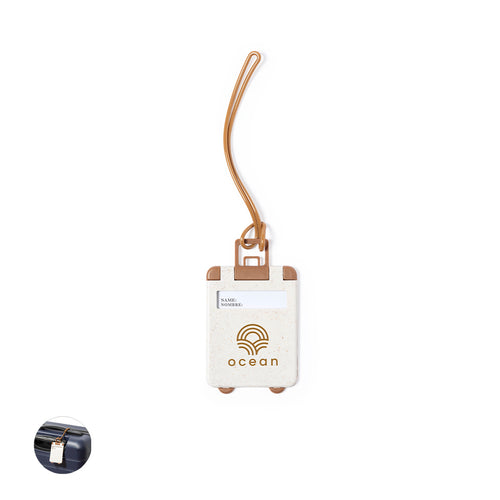 Nature line luggage tag in original trolley design, made of wheat straw - Cliffer Personalised