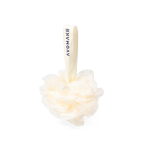 Soft bath sponge made of PE fibre, with matching fastening strap and a large printing surface - Kika Personalised
