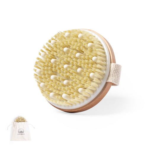 Exfoliating massaging brush made of natural wood, with matching fastening strap - Ruck Personalised