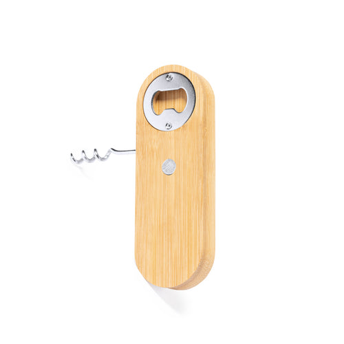 Genuine, magnetic corkscrew and opener of nature line, made in resistant bamboo - Perring Personalised