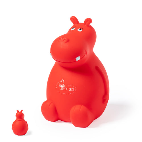 Cool hippo design money box, made of soft and resistant PVC, safe for children Personalised