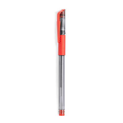 Ball pen with gel ink in an original transparent design, with matching grip, cap and details - Ricen Personalised