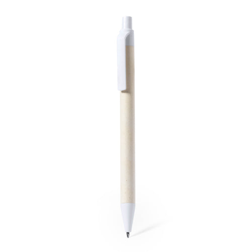 Nature line ball pen with barrel made from recycled milk cartons and white fittings - Roliok Personalised