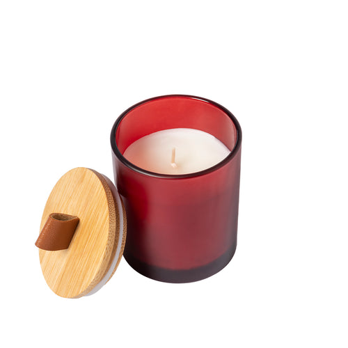 Scented candle in a glass jar with bamboo lid - Lonka Personalised