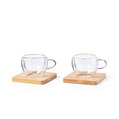 Set of 2 double wall mugs of 60 ml - Gladen Personalised