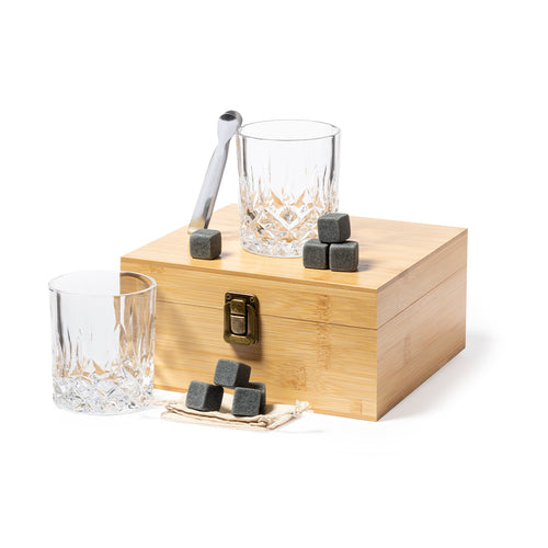 Whisky set in elegant bamboo case with die-cut inside - Steger Personalised