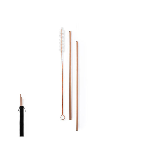 2-piece set of straws made in stainless steel with outside galvanised copper coating - Firux Personalised