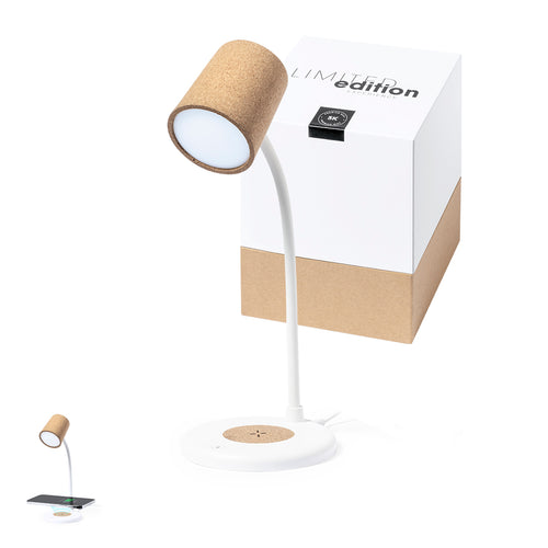 Multifunction lamp with exclusive Limited Edition design, in an elegant white finish and with natural cork details - Borstein Personalised