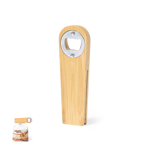 Genuine magnetic bottle opener of nature line, made in resistant bamboo - Nadim Personalised