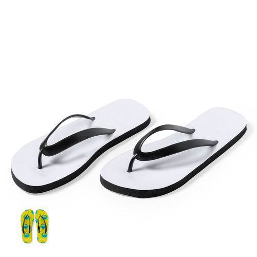 Pair of flip flops with 100% customisable soles and specially designed for sublimation printing - Badrak Personalised