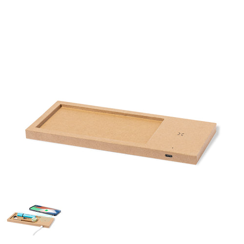 10W wireless charger organizer, made of recycled cardboard with storage space for stationery - Taron Personalised