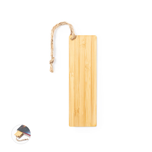 Unique and resistant nature line bookmark made of bamboo with a jute cord - Momo Personalised