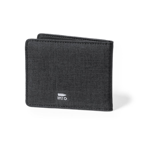 Elegant wallet and card holder made of RPET polyester with black finish - Kenxo Personalised