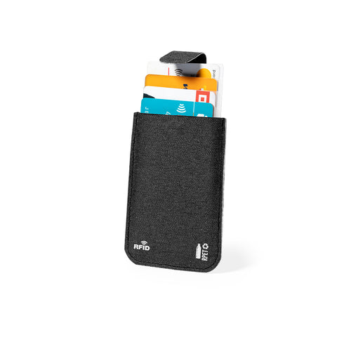 Elegant wallet and card holder made of RPET polyester with black finish - Guarex Personalised